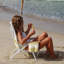 Chaise de plage de luxe: rayures La Mer Limon-126132289