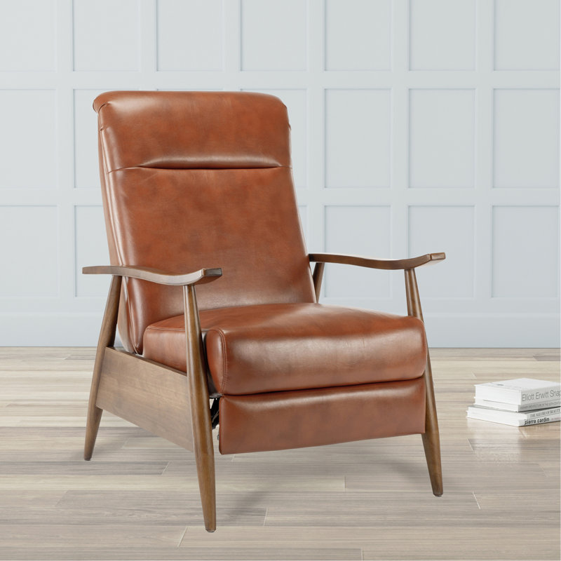 Wood Arm Push Back Recliner - Caramel, Caramel