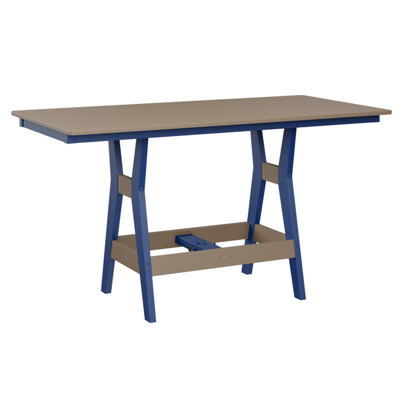 Table rectangulaire à hauteur de comptoir 66 po Berlin Gardens Harbor, 35.5" H x 66" W x 33" D, Bleu pacifique, Bois vieilli