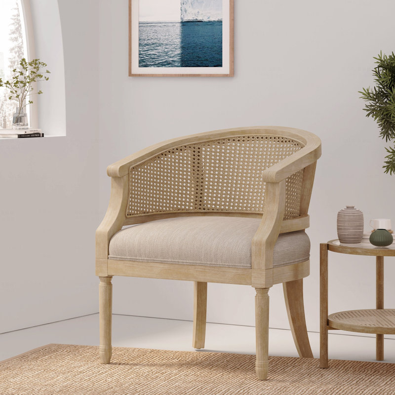 Chaise d'appoint en bois d'hévéa, Beige