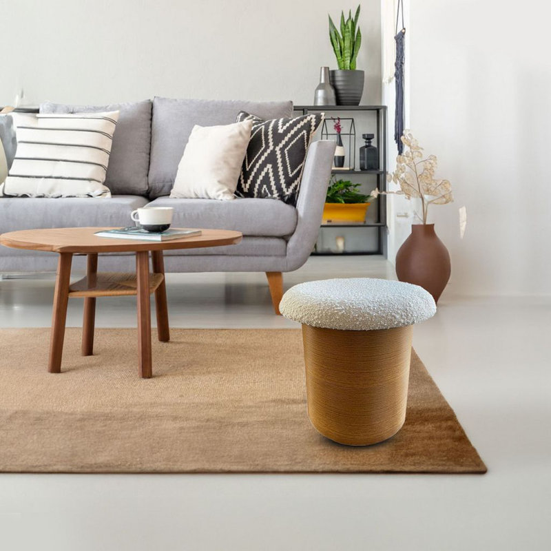 Repose-pieds rond avec rangement 15 po Boucle, Blanc