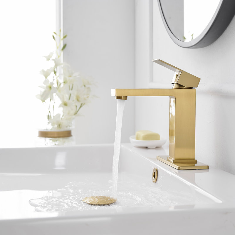 Brushed Gold Single Handle Modern Bathroom Faucet