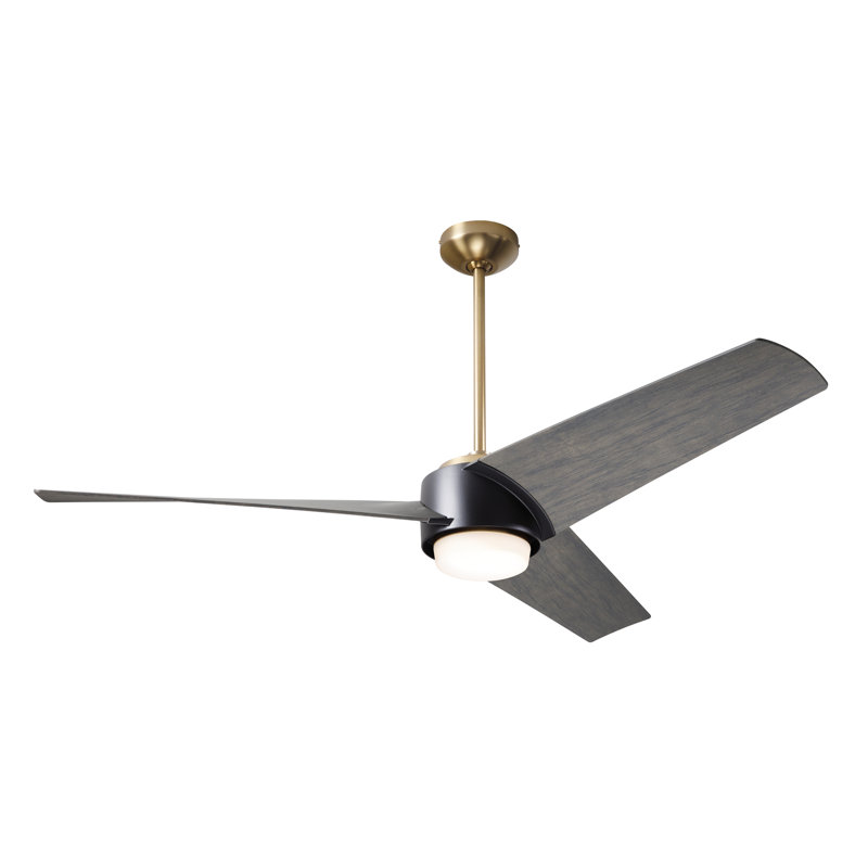 Ambit 56'' Ceiling Fan with LED Lights, Graywash, Satin Brass/Matte Black, Wall Control