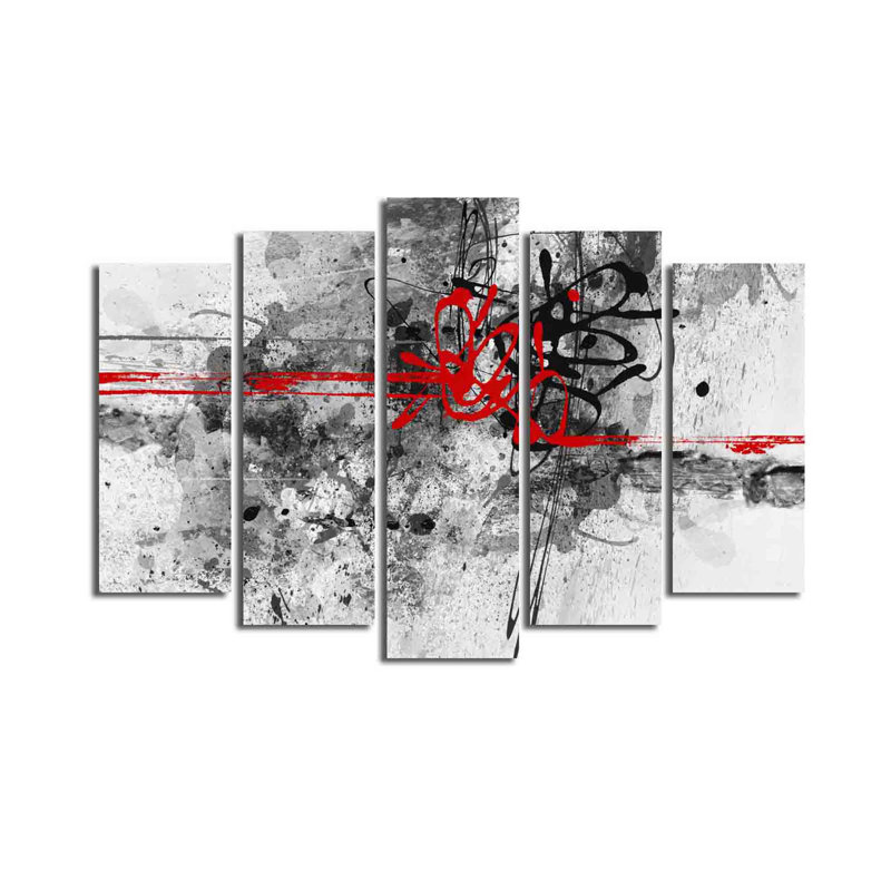 Superbe ensemble de 5 peintures sur toile 100% suède, taille totale: 27,6 po x 41,3 po | 100% cadre en bois, épaisseur: 1,2 po | Parfait pour le salon, la chambre à coucher et le bureau, et pour une œuvre d'art accrocheuse