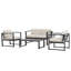 ENSEMBLE DE CHAT 4 PCS Navan, finition noire avec coussin beige