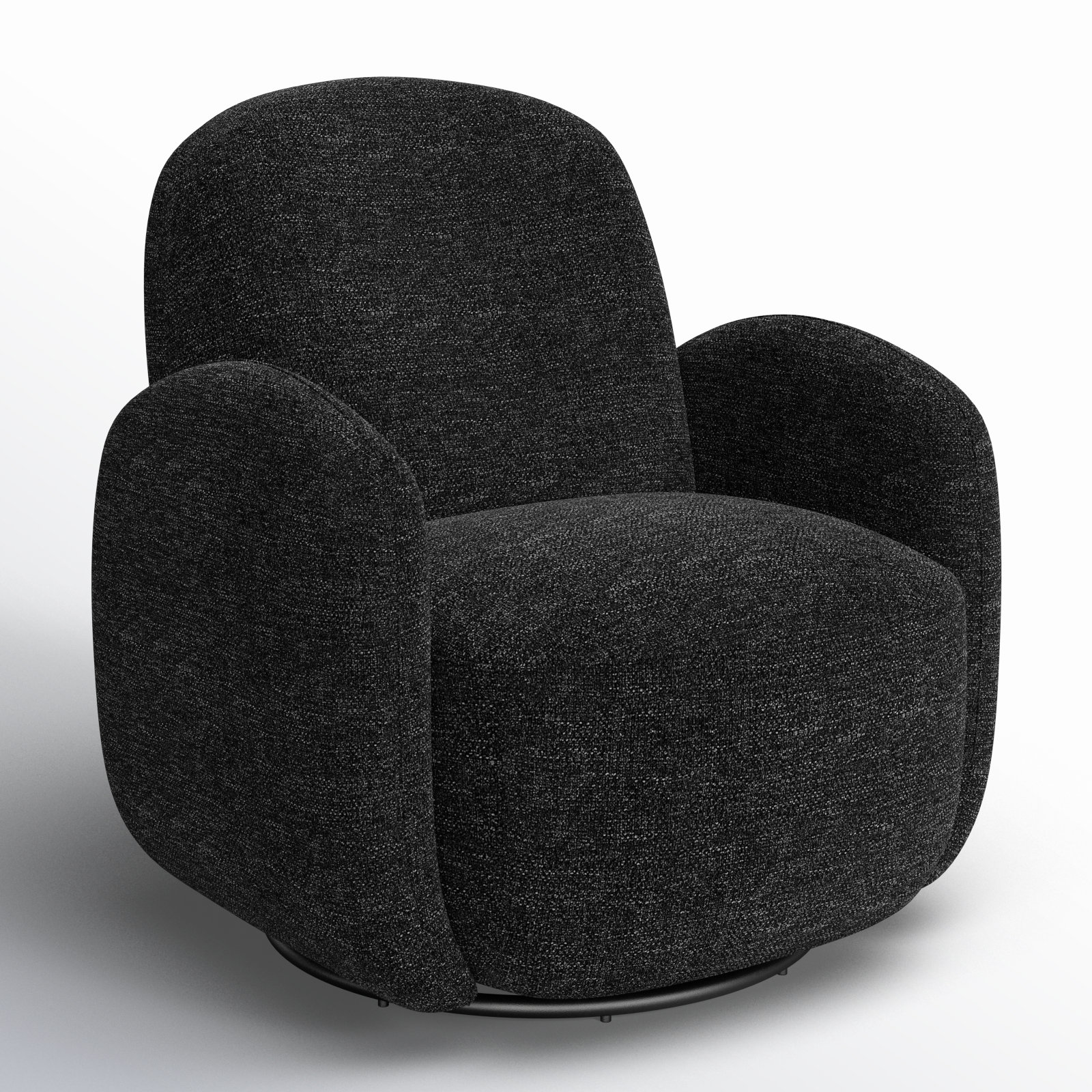 Lotta Swivel Lounge Chair, Black Fabric