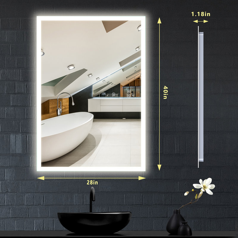 Miroir de salle de bain mural Naliyah Luxora, 40 po x 28 po