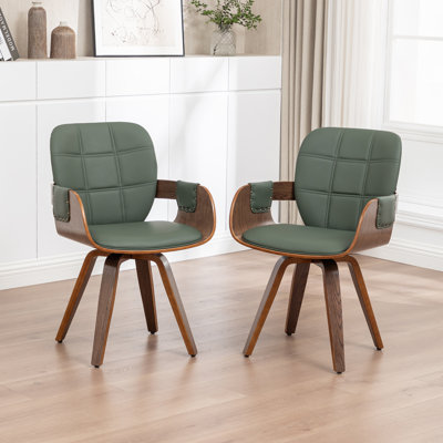 Braiden Set of 2 Swivel Faux Leather Bentwood Dining Chair