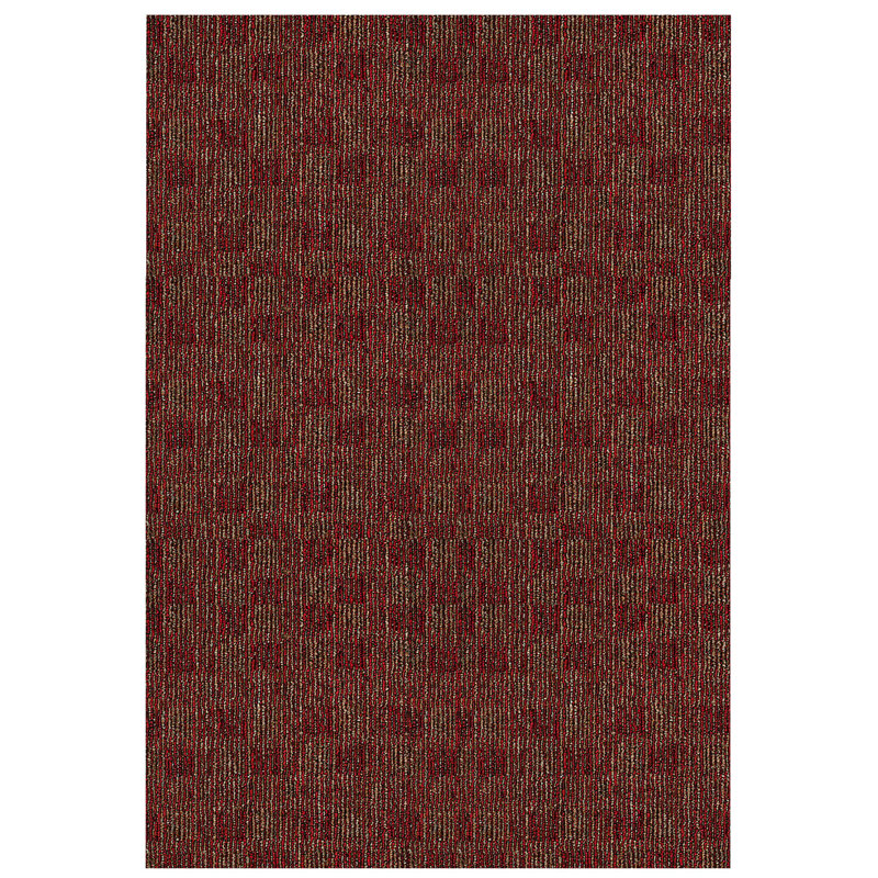 Abstract Indoor/Outdoor Commercial Color Rug - Red, Rectangle 7' x 9'