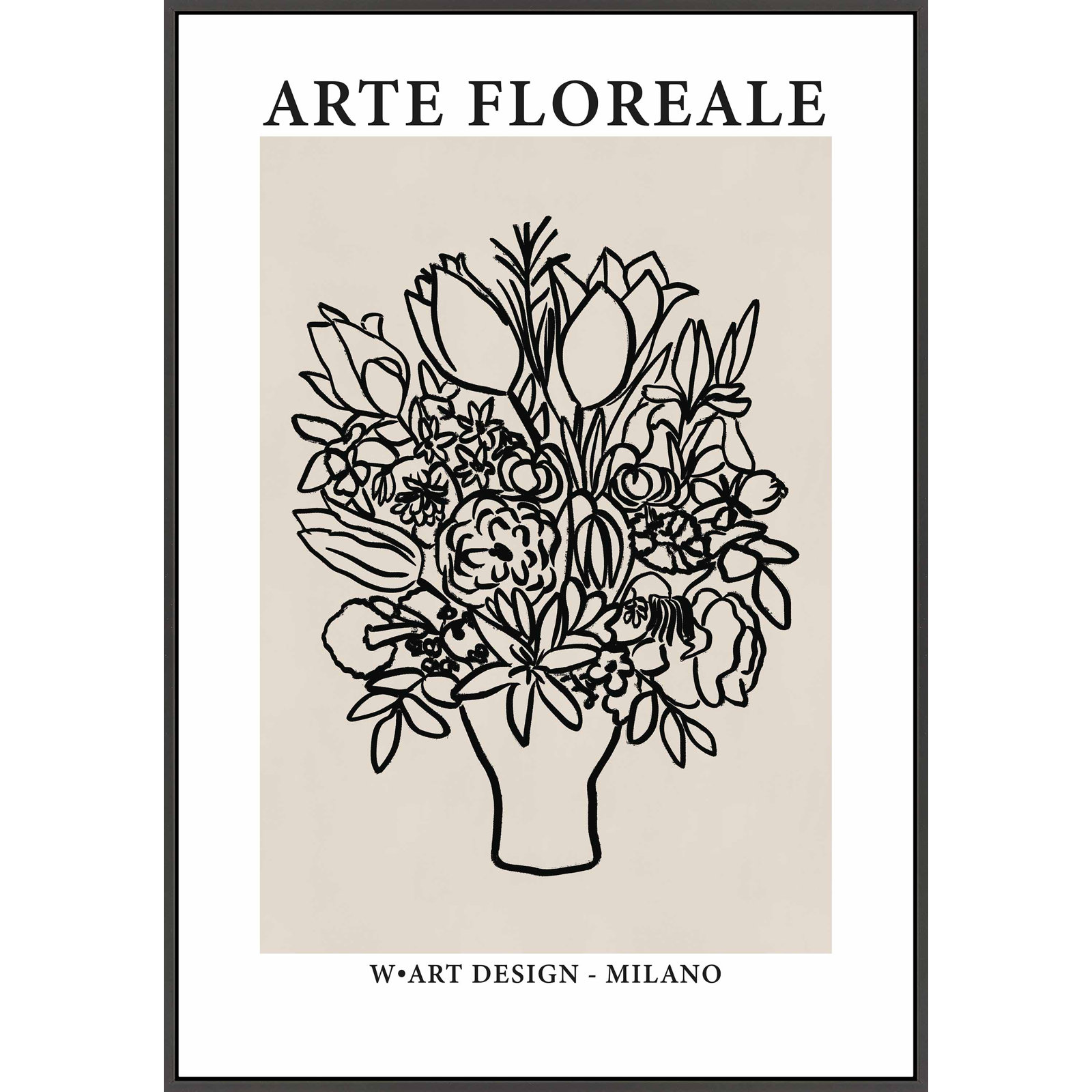 Arte Floreale 1 by Romina Gadler, Black Canvas Framed, 38" H x 26.5" W
