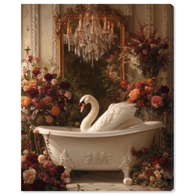 «Swan in Deep Bloom Bathaign», reproduction d'art sur toile par Art Remedy, 16 x 20