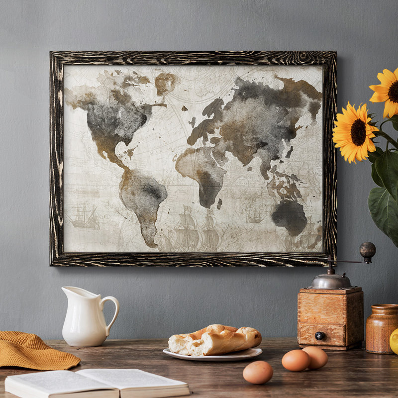 " Antique Map ", 26" H x 38" W, Black