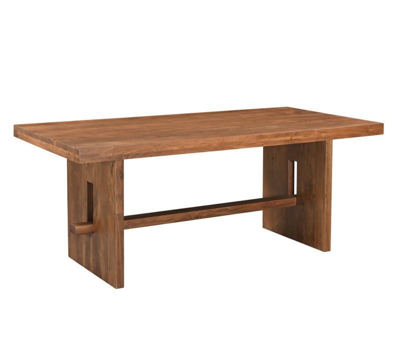 75" Brown Solid Wood Trestle Base Dining Table