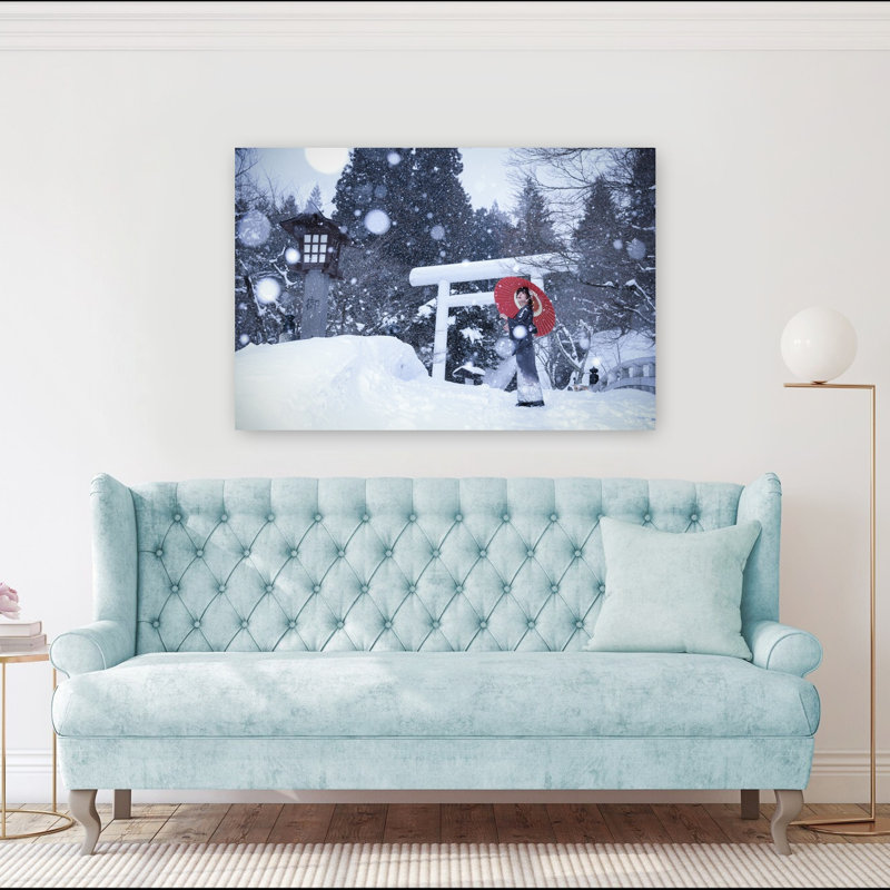 Winter Shrine In Japan Contemporary Wall Art Print by Tsutomu Sakamoto - Wrapped Canvas Print, 101.6cm H x 152.4cm W