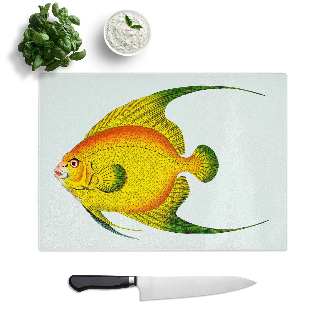 Glass Golden Butterflyfish by George Shaw Chopping Board