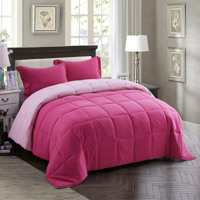 Ensemble de couette en fibres synthÃ©tiques prÃ©lavÃ©es, format simple - Motif chic rÃ©versible - Piquage en carreaux avec 4 pattes aux coins - LÃ©gÃ¨re, pour toutes les saisons - Couette bleue avec 2 taies d'oreiller