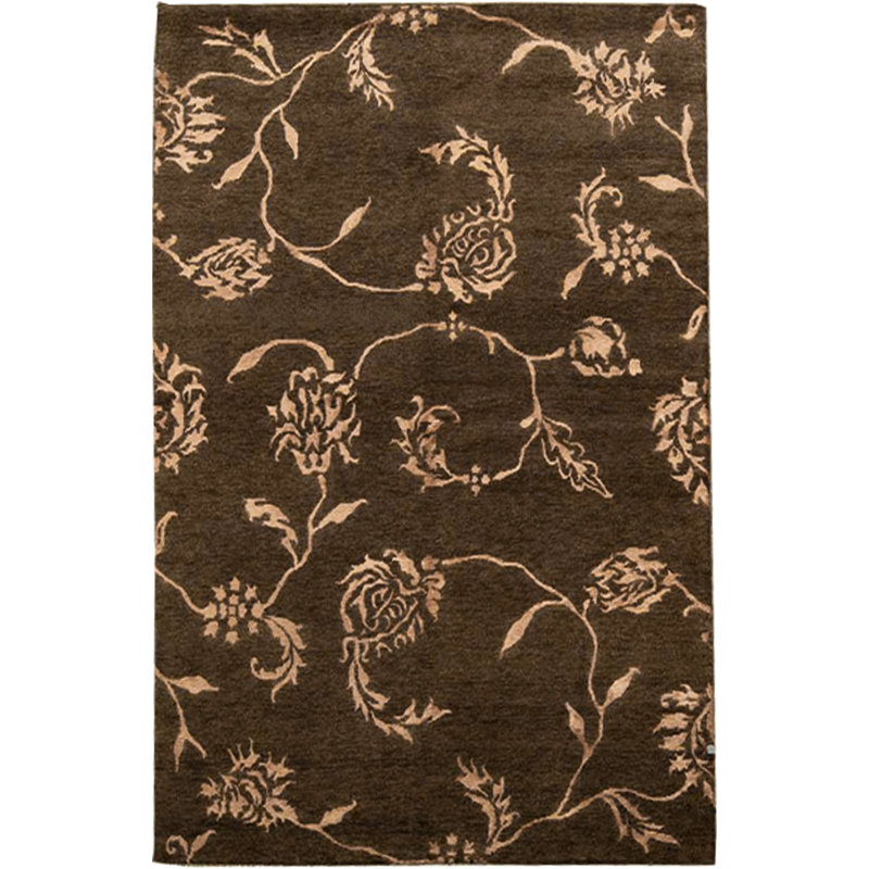 Himalayan Wool Damask Area Rug in Brown