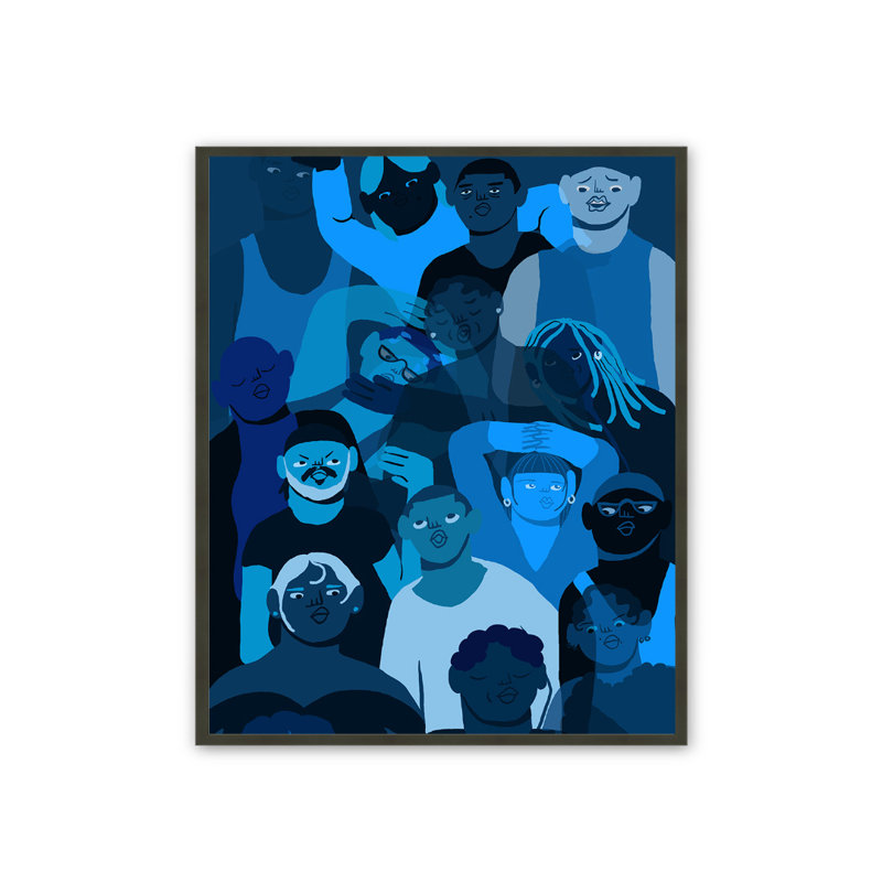 Good Good Art «Still Not Really Here» Diptych par Corey Wash - impression en édition limitée - cadre en bois massif, Maple