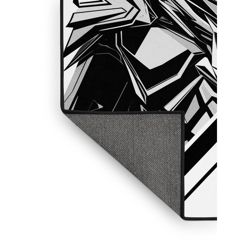 Tapis gris à motif géométrique doux et moelleux Alien Overlord, 6 X 9