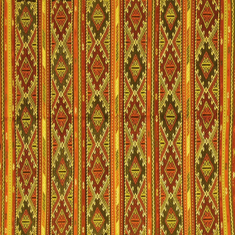Tapis contemporains jaunes lavables à la machine 807, Carré 4 pi