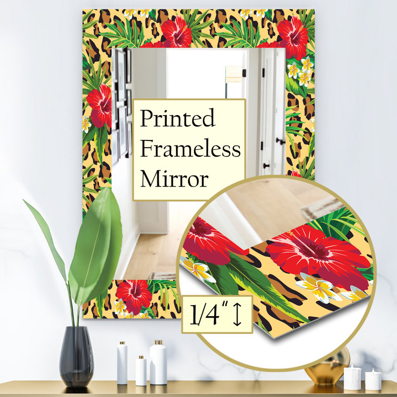 Miroir décoratif 1 bohémien et traditionnel leopard, H 24 po x l 32 po