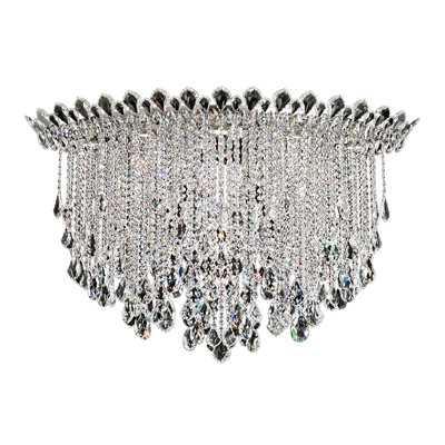 Trilliane Strands 8 Light 45in x 28.5in Flush Mount in Polished Stainless Steel with Clear Radiance Crystals