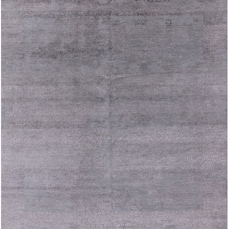 Tapis gris à motif abstrait Bouse, Carré 6 pi