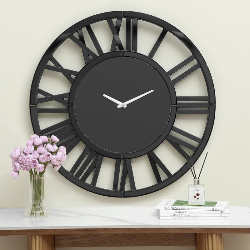 Grande horloge murale Jeni, H 39,37 po x l 39,37 po x P 1,38 po, Noir