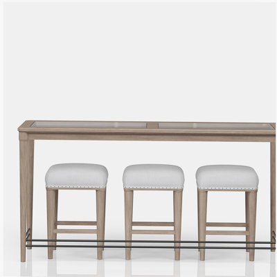 Console en verre givré avec 3 tabourets