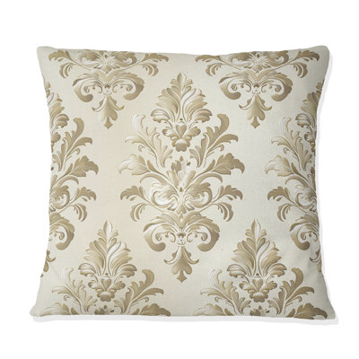 Beige  Glam Damask I - Glam Throw Pillow