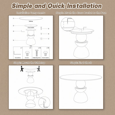 Modern Sintered Stone Round Dining Table with Removable Lazy Susan for Seat 4-6