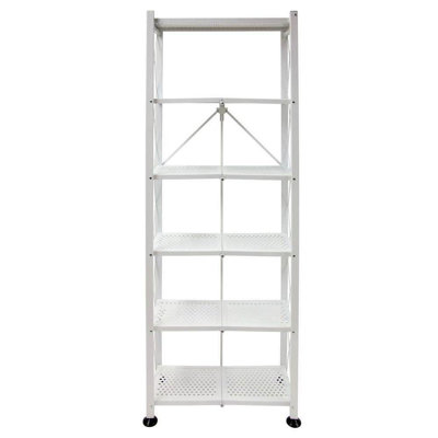 Foldable 6-Shelf Classic Stamped Steel Bookcase
