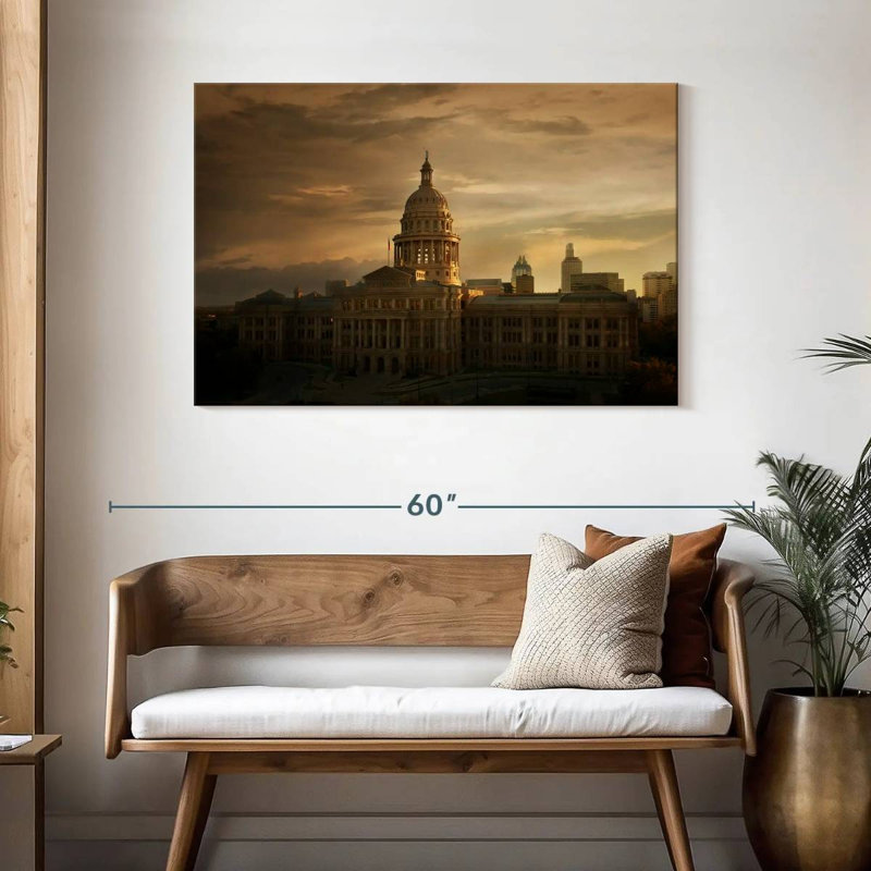 Coucher de soleil au Texas State Capitol, H 30 po x l 45 po