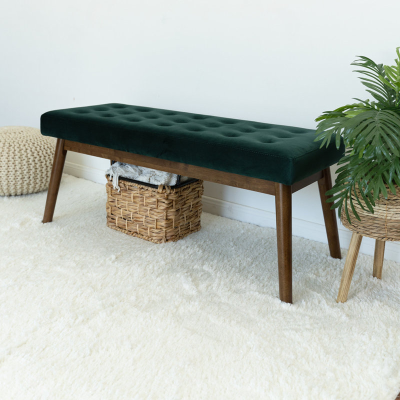 Dole Velvet Upholstered Bench, Green