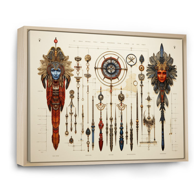 «African Sacred Symbols I» sur toile, H 12 po x l 20 po, Cadre naturel flottant