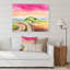 Paysage avec champ d'herbe et ciel rose - reproduction sur toile-67388087-67388098