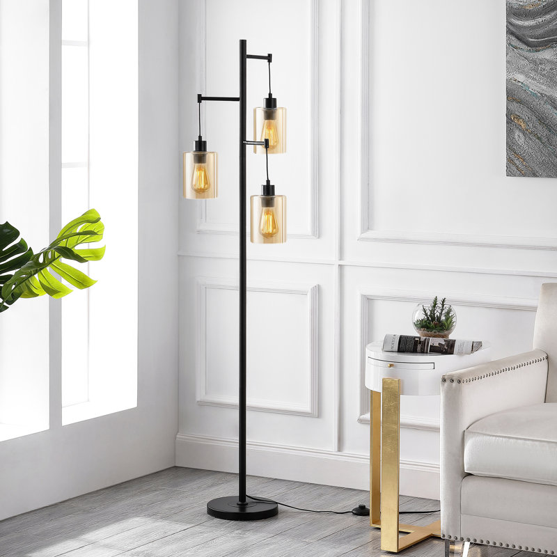 Dilorenzo 69" Tree Floor Lamp, Beige Glass