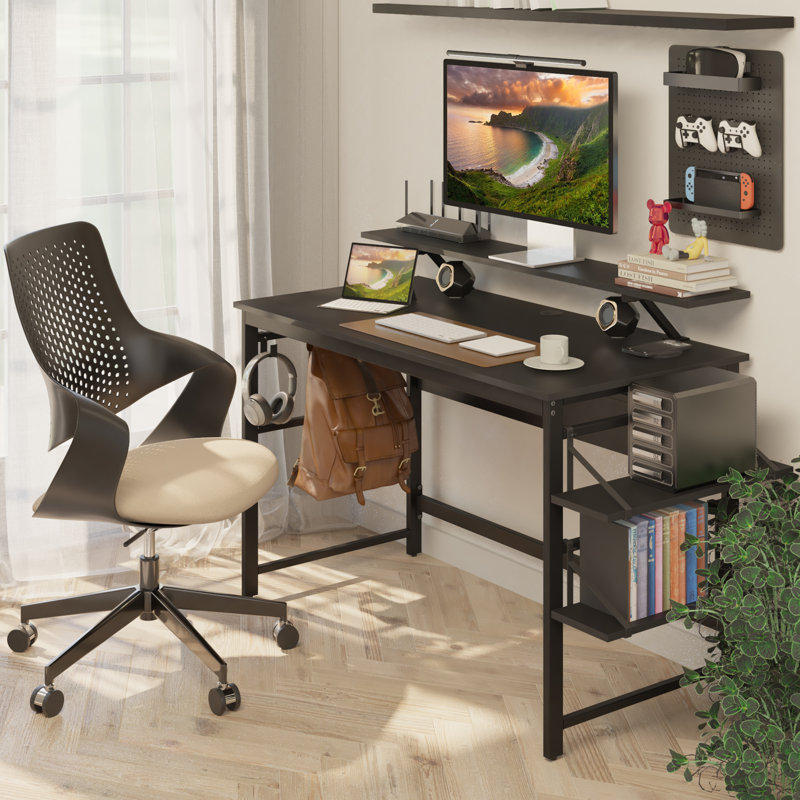 Konigstein Metal Base Computer Desk, Black