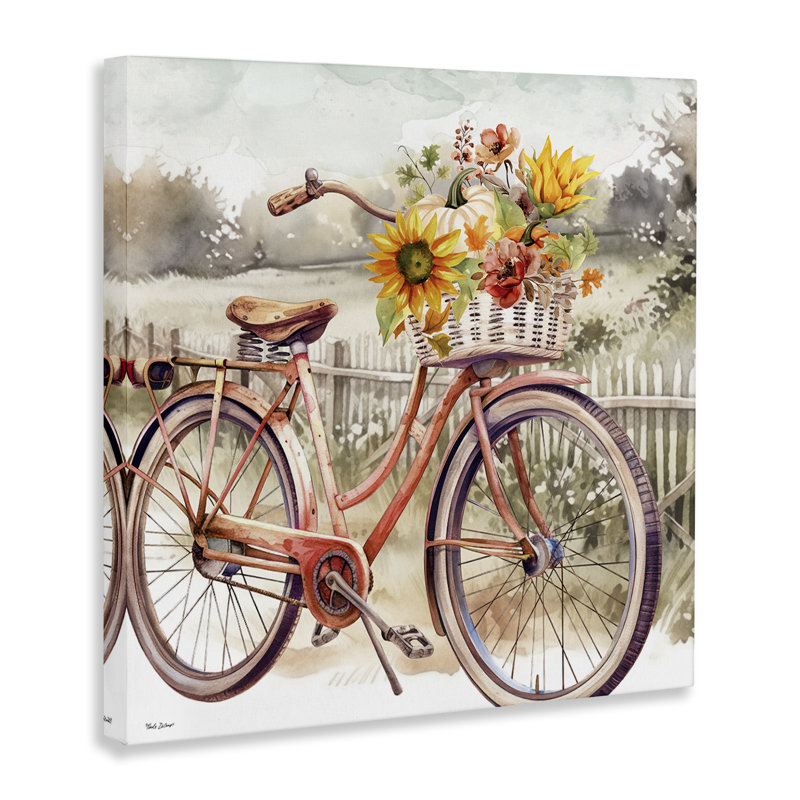 Art floral sur toile d'automne par Nicole DeCamp, H 17 po x l 17 po