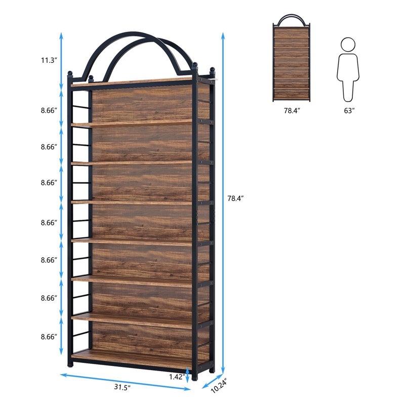 Tour de rangement pour DVD à 8 niveaux, pouvant contenir plus de 400 CD, brun rustique, Brown