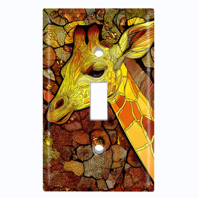 Couvercle de plaque d'interrupteur en métal; Bascule à 1 taille US standard - Girafe artistique