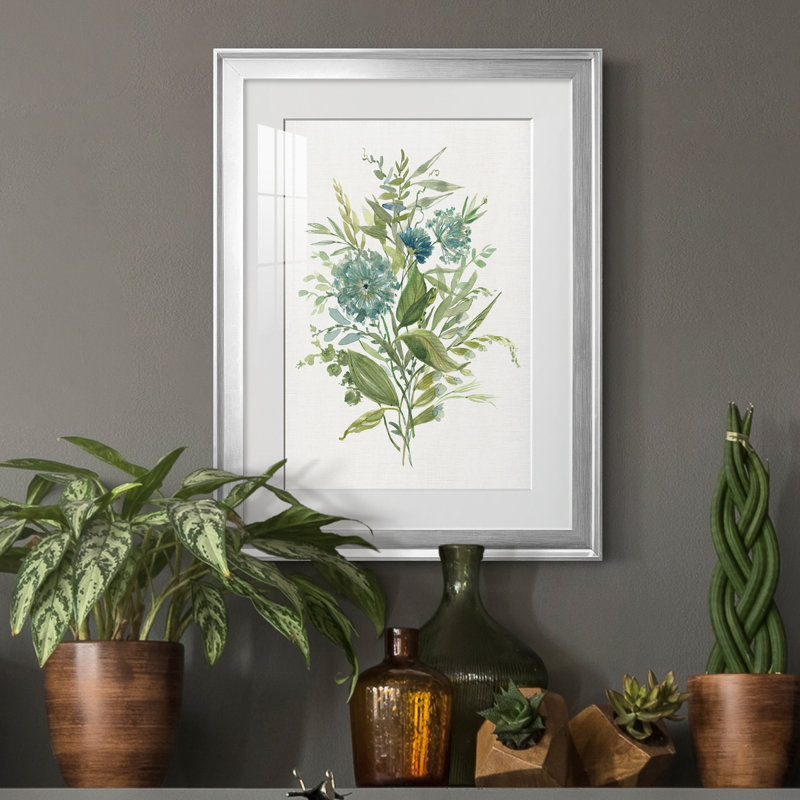 Greenery II - Peinture sur toile encadrée, H 18,5 po x l 24,5 po x P 1,5 po, Argent