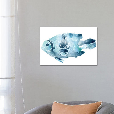 Blue Ocean Fish II by June Erica Vess - Wrapped Canvas Painting