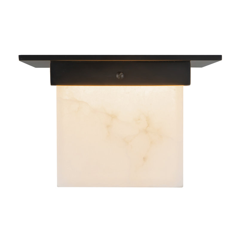 Mineral 8-in Brass Flush Mount, Alabaster, Oil Rubbed Bronze