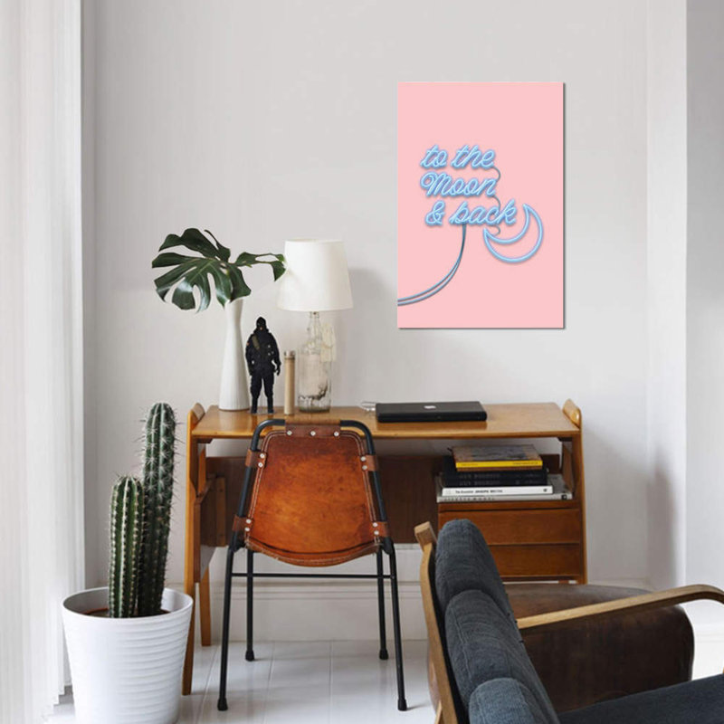 « to the moon », impression sur toile tendue, H 40 po x l 26 po x P 1,5 po, Toile tendue, Pas de tapis