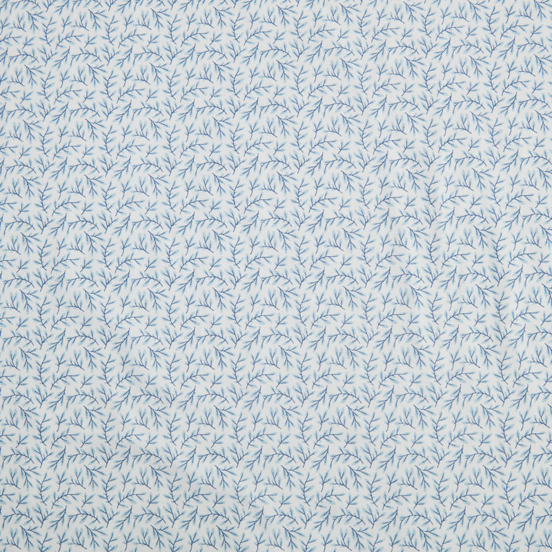 Ensemble de draps en percale de coton Martha Stewart, Ensemble de draps pour lit double avec 2 taies d'o, Bleu avec feuilles
