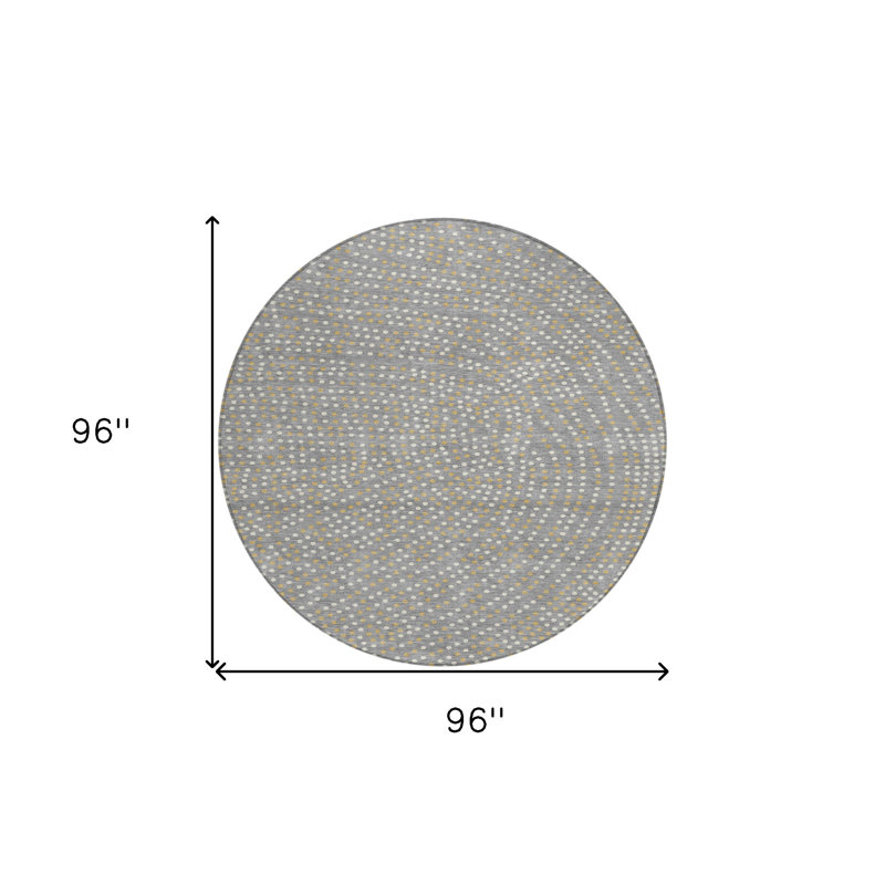 Tapis rond lavable à pois 8 po
