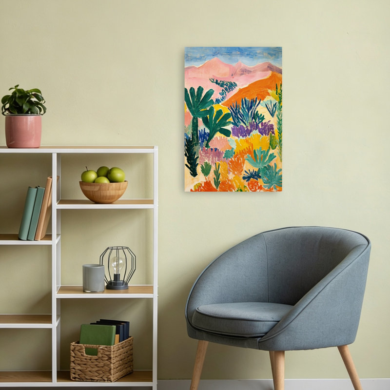 Impression sur toile paysage désertique coloré, paysage moderne abstrait, H 24 po x l 16 po