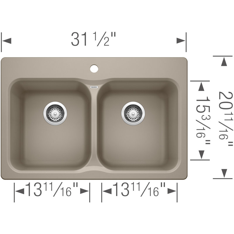 Évier de cuisine à double cuve 31,5 po 50/50 Vision SILGRANIT - Truffle, Truffe