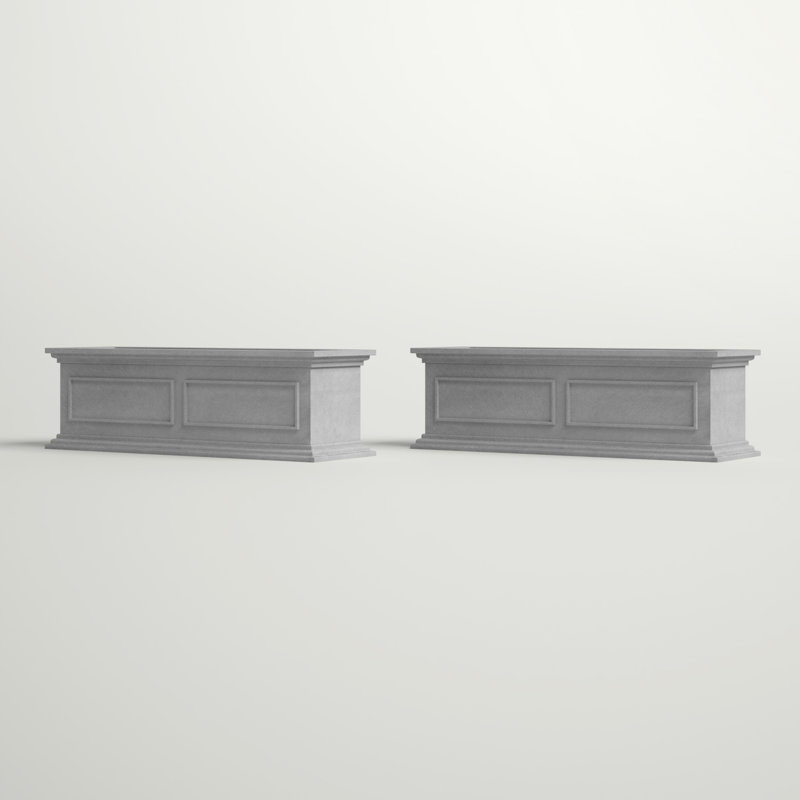 Abram 36" W Double Walled Window Box Planter with Drainage Holes, Gray, 2